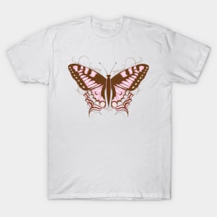 ornate butterfly in pink and earth colors T-Shirt